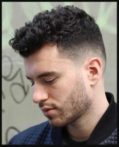 Curly Top with Mid Fade