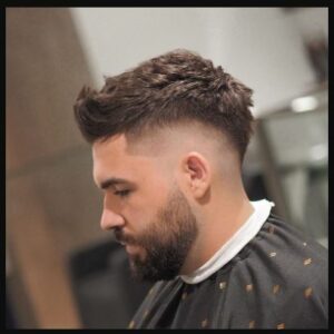Textured Fade Mohawk Style With Facial Hair