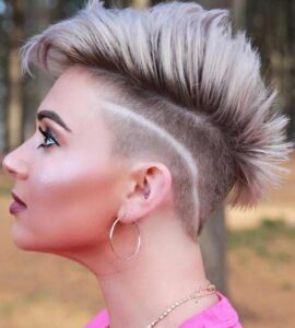 Highlighted mohawk fade haircuts for women